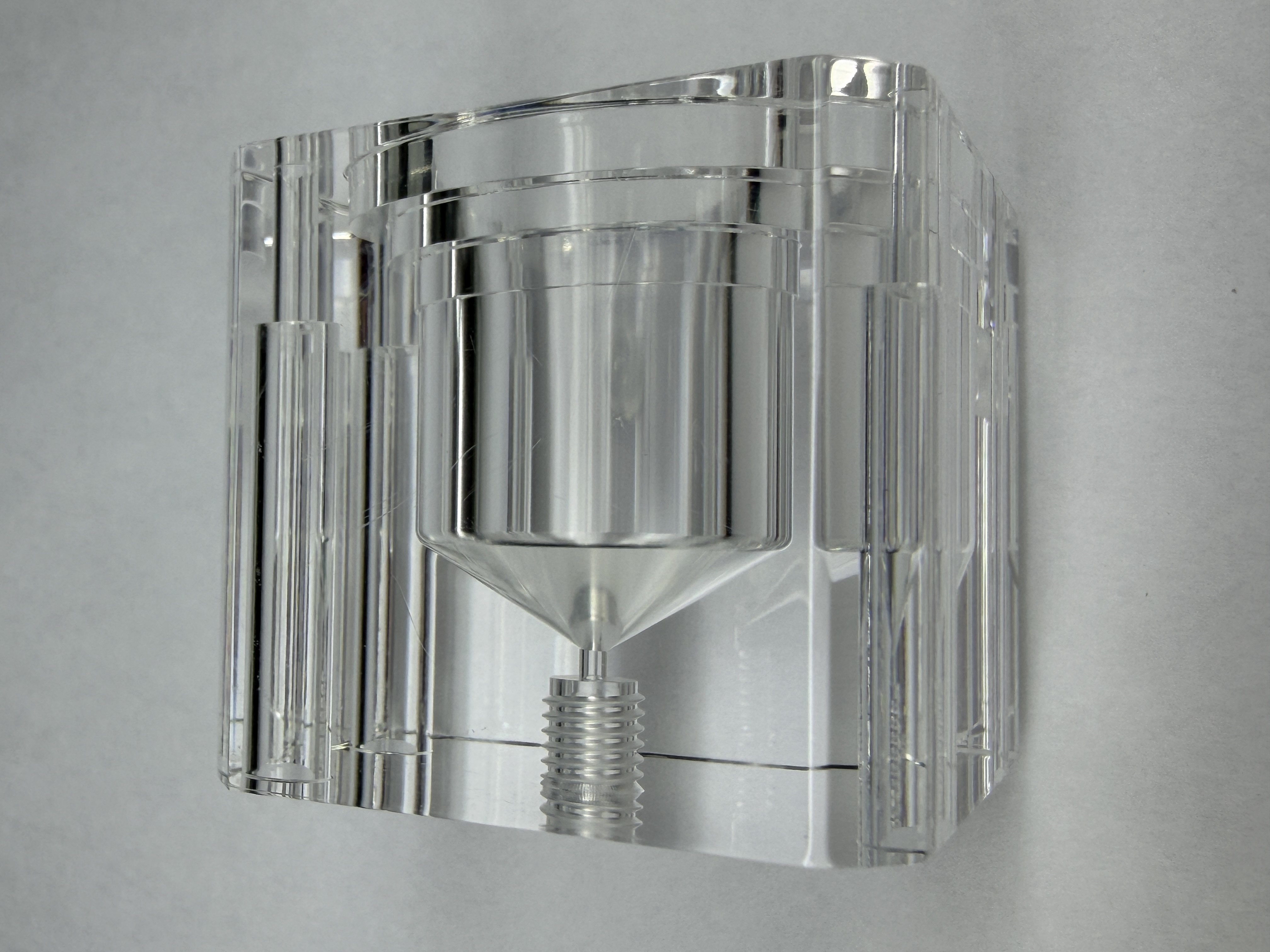 Transparent machined fluid path part